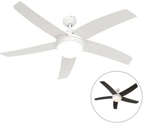 Inteligentny Wentylator sufitowy z lampą biały z drewnianym nadrukiem 132 cm z LED z możliwością ściemniania z pilotem - Cool Nowoczesny Oswietlenie wewnetrzne