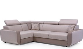 Masseno Narożnik MIRA z funkcją spania i pojemnikiem na pościel Narozniki L, Rozkładana sofa - Beżowy, INARI 22+MADRYT 926