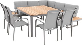 Doppler EXPERT PLUS AVERSA TEAK ogrodowy zestaw wypoczynkowy 4+2+1 szary