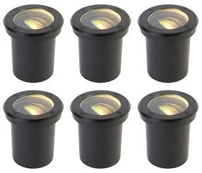 Zewnetrzna Zestaw 6 inteligentnych lamp ogrodowych do wkopania czarnych regulowanych IP65 z LED - Delux Nowoczesny Oswietlenie zewnetrzne