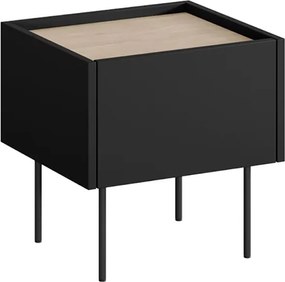 Szafka nocna Desin z szufladą 45 cm - czarny mat / dąb nagano