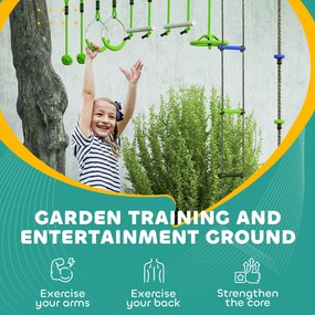 AIYAPLAY Zestaw do wspinaczki na linie dla dzieci, różnorodne akcesoria do wspinaczki i zjazdów, torba na sprzęt, Zielony