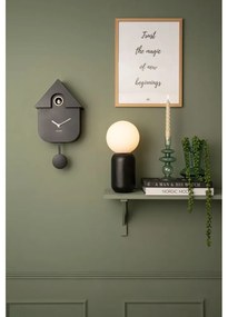 Czarny wahadłowy zegar ścienny Karlsson Modern Cuckoo, 21,5x41,5 cm