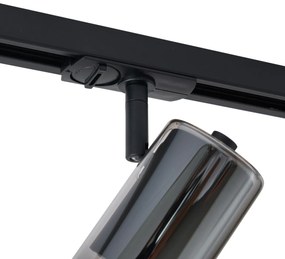 Nowoczesny reflektor czarny z przydymionym szkłem do systemu szynowego 1-fazowego - Iconic Lloyd Nowoczesny Oswietlenie wewnetrzne