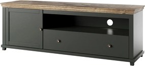 Szafka RTV EVORA 1D1S 181 zielona mat/dąb lefkas