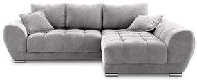 Jasnoszary rozkładany narożnik z aksamitnym obiciem Windsor &amp; Co Sofas Nuage, prawostronny