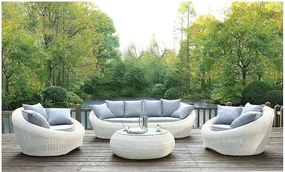 Kanapa ogrodowa 3-osobowa  z technorattanu - Kolor Kość słoniowa- WHITEHEAVEN