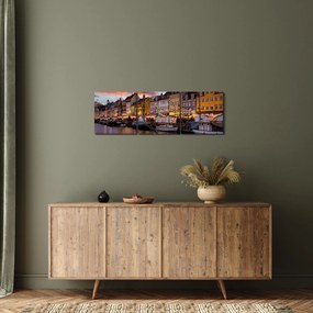 Obraz - Nyhavn, Kopenhaga (z zegarem) (90x30 cm)