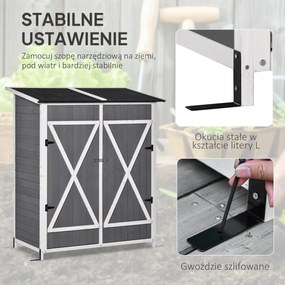 Outsunny szafka ogrodowa drewniana szopa na narzędzia z asfaltowym dachem zielono szara | Aosom PL