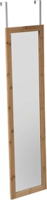 Wysokie lustro do zawieszenia na drzwi, bambusowa rama, 110 x 35 x 1,5 cm