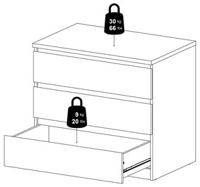 Komoda w dekorze dębu w naturalnym kolorze 77x70x50 cm Naia – Tvilum