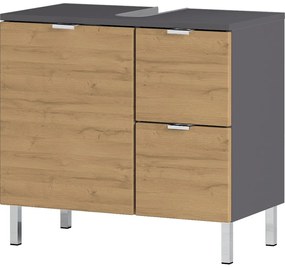 Szafka pod umywalkę z dekorem dębu Germania Mauresa, szer. 60 cm
