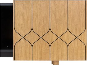 Czarno-naturalna szafka pod TV w dekorze dębu 175x60 cm Porto – Woodman