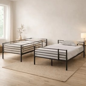 Łóżko Piętrowe Młodzieżowe 90x200 cm/ 120x200 cm TRES Metalowe Czarne Loft