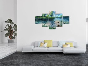 Obraz - Obraz olejny, Wczesny letni wieczór nad jeziorem (125x70 cm)
