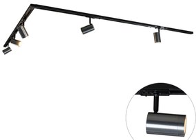 Nowoczesny system oświetlenia szynowego z 5 reflektorami w kolorze ciemnoszarego metalu - Iconic Jeana Nowoczesny Oswietlenie wewnetrzne