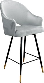 Hoker Velvet krzesło barowe tkanina Welur podstawa metalowa : Kolor nogi - Czano-złota stożek, Kolor tkaniny - VELVET - MG17, Typ siedziska - Siedzisko stałe