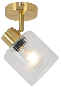 Plafon art deco złoty ze szklanym kloszem regulowanym - Laura