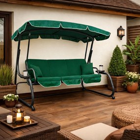 Bujana huśtawka do ogrodu rozkładana Nepal MAS-4026, kolor zielony