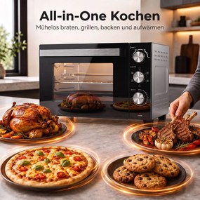 HOMCOM 36 L mini piekarnik z termoobiegiem, regulacja temperatury 90–230 °C, 1500 W | Aosom PL