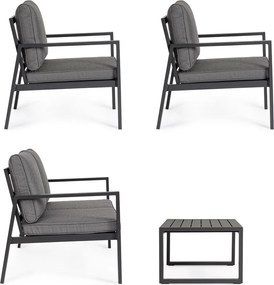 Antracytowy aluminiowy zestaw mebli ogrodowych dla 4 osób Hilde – Bizzotto