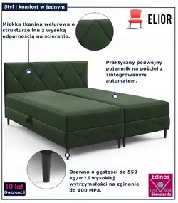 Zielone łóżko z pikowanym zagłówkiem  - 5 rozmiarów D6-D72