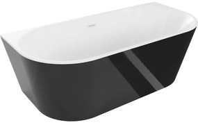 Mexen Oval wanna wolnostojąca przyścienna 160 x 80 cm, biała/czarna, przelew biały - 52671608075-20