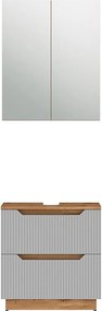 Zestaw mebli łazienkowych dąb/szary w paski 59.8x32x62.5 lotta