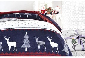 Czerwono-niebieski koc ze świątecznym motywem z mieszanki bawełny 150x200 cm – Mila Home