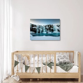 Obraz na szkle - zamarznięte wodospady (70x50 cm)