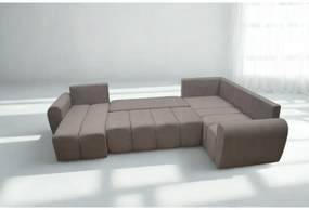 Narożnik w kształcie U, nowoczesny design, Bueno XL, niebieski - Lincoln 77, prawy