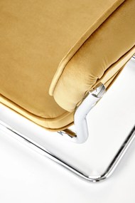 K510 krzesło musztardowy, retro, velvet, tapicerowane, płozy