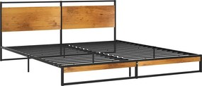 Czarne duże łóżko małżeńskie z metalu 180x200 cm P1-E05
