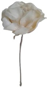 Sztuczna róża z brokatem kremowa, 33 cm
