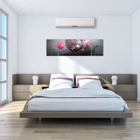 Obraz różowych abstrakcyjnych kul (170x50 cm)