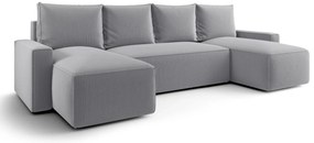 Jasnoszary narożnik sztruksowy z funkcją spania M2-M83