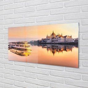 Szklany Panel Statek o Zachodzie Słońca