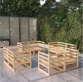 Modułowy zestaw mebli ogrodowych 8 elementów z litego naturalnego drewna sosnowego, styl nowoczesny, bez schowka