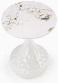 Ława Stolik kawowy VERDE Okrągły Spiek Biały marmur Biały Nowoczesny Glamour