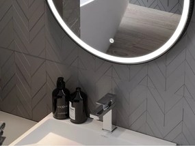 Mexen Reni lustro łazienkowe podświetlane, okrągłe 100 cm, LED 6000K, antypara, rama czarna - 9812-100-100-611-70