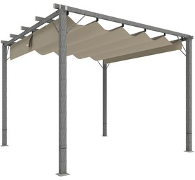 Outsunny Pergola Ogrodowa 3 x 3 m, Regulowane Zadaszenie Tarasu, Ramka z Aluminium, Ochrona UPF30+, Szary