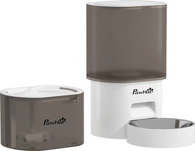 PawHut Automatyczny dozownik karmy 3 L i poidełko 2,5 L dla małych psów i kotów Biały