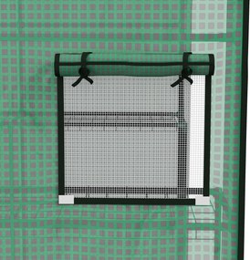 Outsunny Folia do szklarni, pokrywa zastępcza, wodoszczelna, z oknami i drzwiami na rolce,  140 cm x 143 cm x 190 cm, Drzwi Rolowane, Zielony | Aosom PL