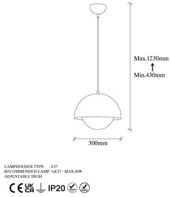 Lampa wisząca w kolorze złota ze szklanym kloszem ø 20 cm Camgoz – Opviq lights