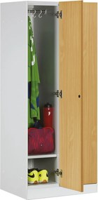 Szafa ubraniowa S1 obniżona 2-drzwiowa, 1500 x 600 x 500 mm, zamek mechaniczny z kodem, drzwi laminowane, brzoza