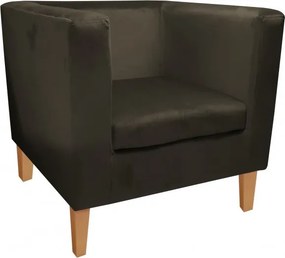 Fotel Monaco tkanina Welur : Kolor nogi - Drewno, Kolor tkaniny - VELVET - MG05, Wysokość nogi - 15 cm