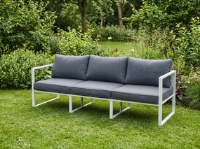 Duża sofa trzyosobowa na taras 204cm MOSTRARE białe aluminium