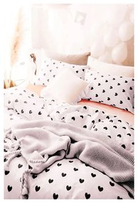 Biała pościel jednoosobowa z bawełny renforcé z prześcieradłem 160x220 cm Mini Hearts – Mila Home