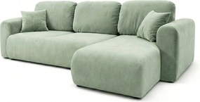 Stylowy narożnik rozkładany prawostronny BINGO L 245x148x87 cm w tkaninie Kronos 47 zielonej