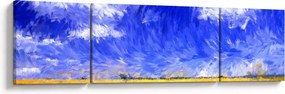 Obraz - Obraz olejny, Złote pole (170x50 cm)